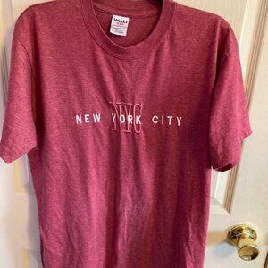 NYC Logo tee Shirt Burgundy Size Large Wali USA